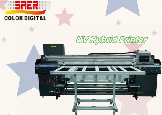 UV yazıcısı Büyük formatlı 1.8m Hibrit UV Roll To Roll ve Flatbed All-in-One yazıcısı