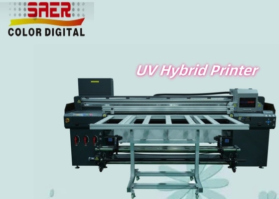 Akrilik mürekkep CMYK 1.8m Roll To Roll Ve Flatbed UV Hibrit Yazıcı
