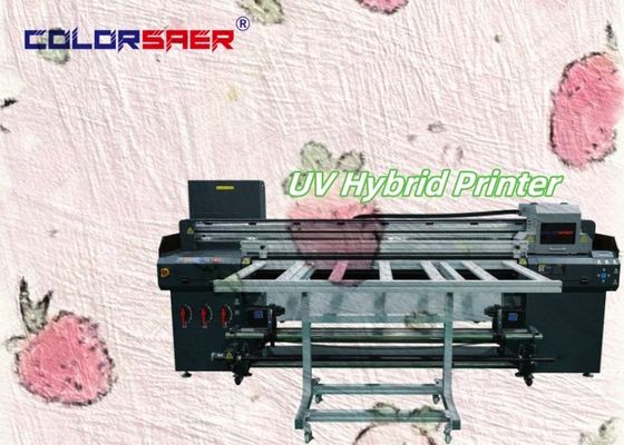 Otomatik Endüstriyel Seviye UV Baskı Makinesi Flatbed And Roll To Roll UV Hybrid Plotter