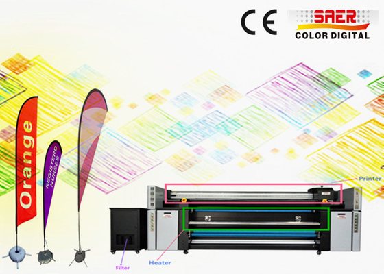 Polyester için Inline Kürleme Kumaş Yazıcı Makinesi 6 Geçiş