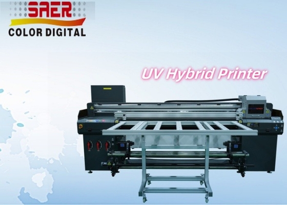 UV yazıcısı Büyük formatlı 1.8m Hibrit UV Roll To Roll ve Flatbed All-in-One yazıcısı