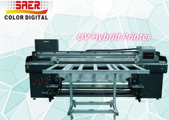 Dijital UV Flatbed Baskı Makinesi Duvar Kağıdı Banner Poster Hibrit LED Mürekkep Atışı UV Roll to Roll & Flatbed