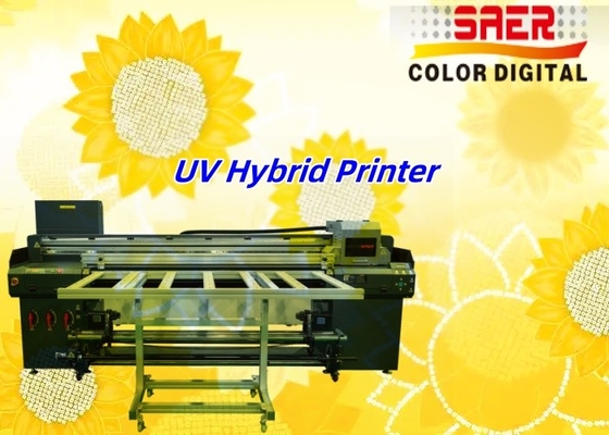 Hibrit UV Yazıcı Kanvas 1.8m Hibrit UV Yazıcı Farklı Malzeme için Kt Tahta / PVC / Yumuşak Film / Deri