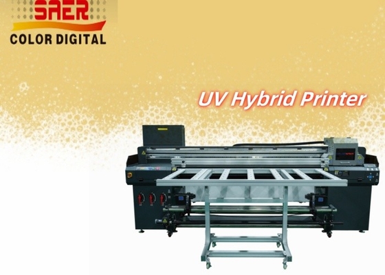SAER 1.8m Hibrit UV Yazıcı Farklı Malzemeler için KT Tahta / PVC / Yumuşak Film / Deri