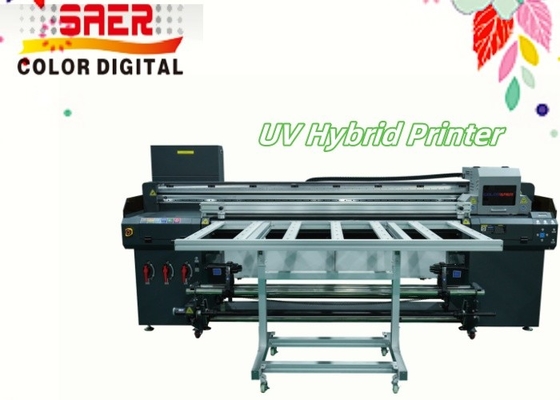 Yüksek çözünürlüklü endüstriyel 1.8m UV hibrit yuvarlak yuvarlak düz yataklı yazıcı