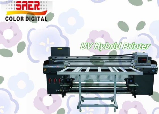 SAER 1.8M Ruloya Rulo & Flatbed Dijital UV Hibrit Yazıcı CMYKW Lak