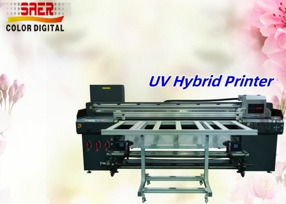 Akrilik mürekkep CMYK 1.8m Roll To Roll Ve Flatbed UV Hibrit Yazıcı