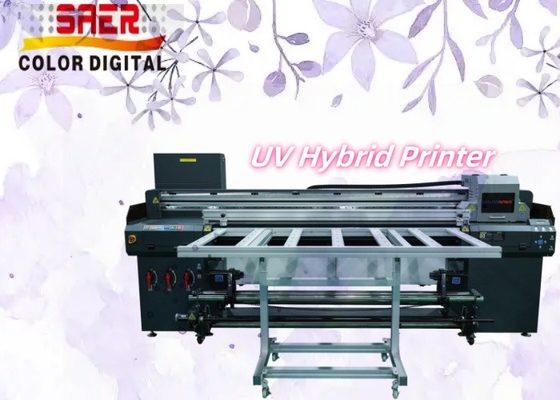 UV Hibrit Yazıcı 3 veya 4 Başlı Geniş Biçimli Mürekkep Atışlı Yazıcı Düzlüklü ve Ruloya Rulo UV Baskı Makinesi