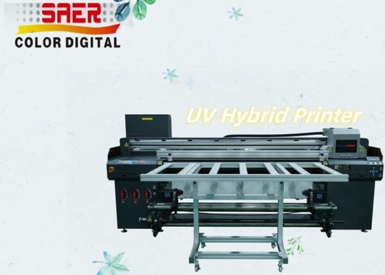 1.8m Geniş Format Mürekkep CMYKW Ahşap Vinil Rulo Etiket Karton UV Hibrit Yazıcı