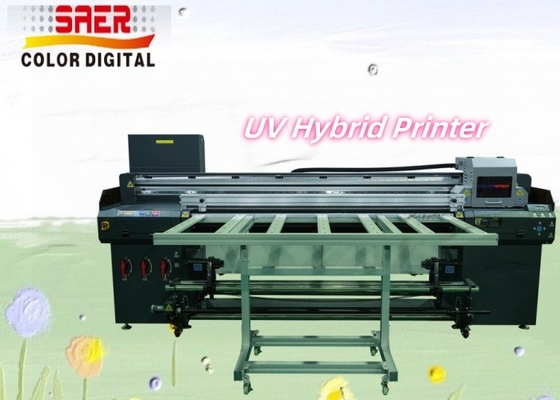 1.8m Geniş Format Mürekkep CMYKW Ahşap Vinil Rulo Etiket Karton UV Hibrit Yazıcı