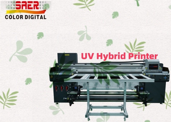Yüksek Kalite 1.8m Hibrit UV Yazıcı Reklam için Yatay ve Ruloya Rulo UV Baskı Makinesi