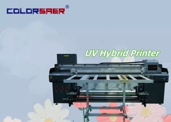 1Farklı malzemeler için.8m büyük formatlı düz yataklı ve yuvarlak yuvarlak UV hibrit yazıcı