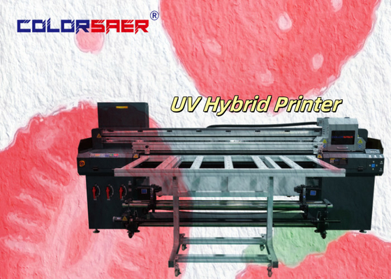 Sıcak satış 1.8m UV Hibrit Yazıcı CMYKW Lak Sanatsal Baskı UV Düzlüklü ve Ruloya Rulo Yazıcı