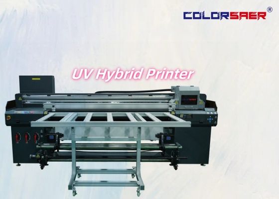 180cm baskı genişliği UV Roll to Roll & Flatbed Hybrid Printer 3 pcs veya 4 pcs baskı başlı optinal CMYK lak