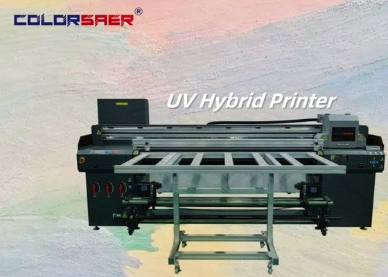 180cm baskı genişliği UV Roll to Roll & Flatbed Hybrid Printer 3 pcs veya 4 pcs baskı başlı optinal CMYK lak