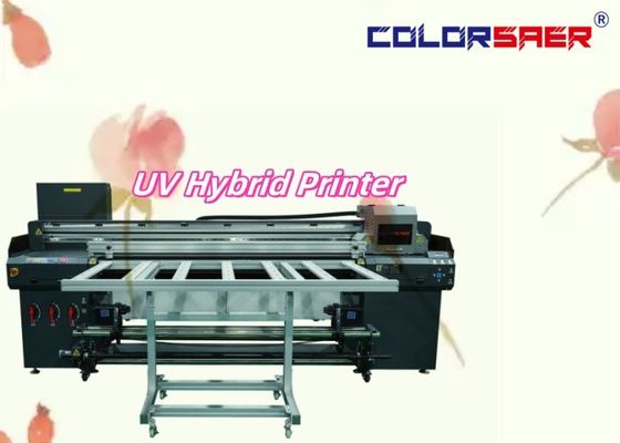 Otomatik Endüstriyel Seviye UV Baskı Makinesi Flatbed And Roll To Roll UV Hybrid Plotter