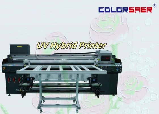Renkli SAER 6 Ayak Geniş Formatlı UV Mürekkep Atışlı Yazıcı Ruloya Rulo ve Düz Yataklı UV Hibrit Yazıcı