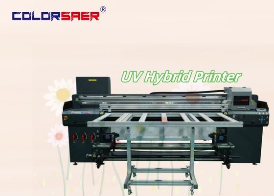 Renkli SAER 6 Ayak Geniş Formatlı UV Mürekkep Atışlı Yazıcı Ruloya Rulo ve Düz Yataklı UV Hibrit Yazıcı