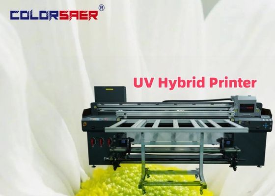 Büyük Formatlı Renkli UV Mürekkep Atışlı Yazdırma Makinesi Ruloya Rulo ve Düz Yataklı UV Hibrit Plotter